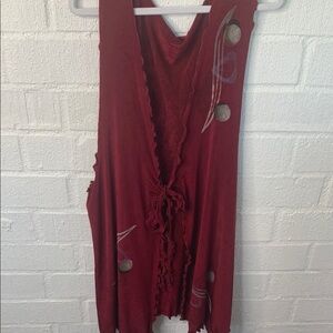 Blue Fish Vintage Bohemian Burgundy Lettuce Hem Vest size OS